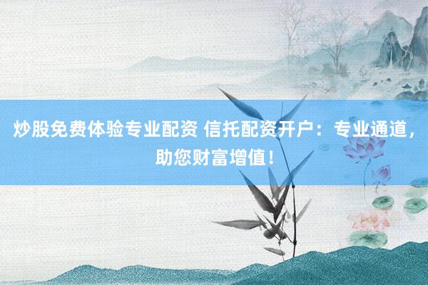 炒股免费体验专业配资 信托配资开户：专业通道，助您财富增值！