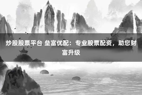 炒股股票平台 垒富优配：专业股票配资，助您财富升级