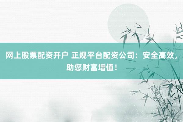网上股票配资开户 正规平台配资公司：安全高效，助您财富增值！