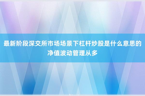 最新阶段深交所市场场景下杠杆炒股是什么意思的净值波动管理从多