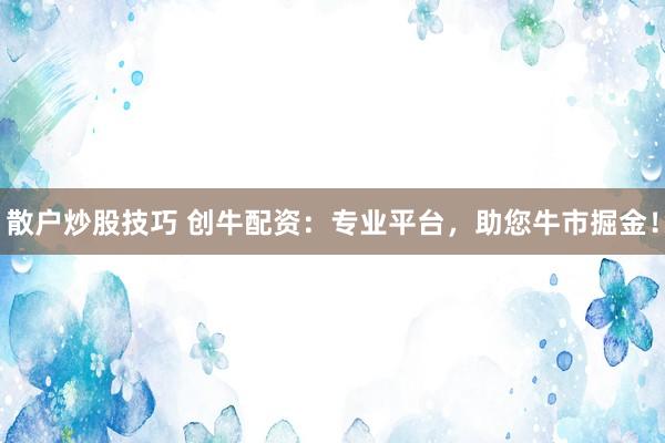 散户炒股技巧 创牛配资：专业平台，助您牛市掘金！