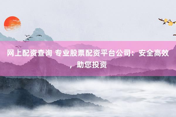 网上配资查询 专业股票配资平台公司：安全高效，助您投资